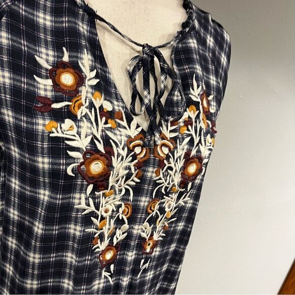 THML embroidered plaid Long sleeve dress - Picture 2 of 12